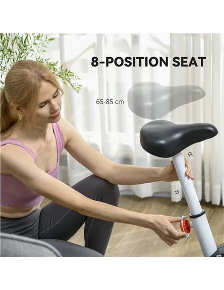 SPORTNOW Quiet Exercise Bike with 8-Level Magnetic Resistance and Heart Rate Sensor, for Home Gym, White and black