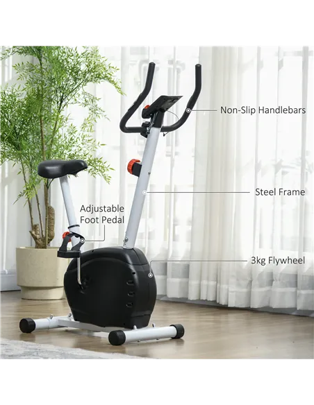 SPORTNOW Quiet Exercise Bike with 8-Level Magnetic Resistance and Heart Rate Sensor, for Home Gym, White and black