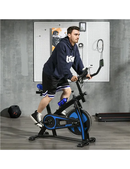 SPORTNOW Exercise Bike, Indoor Stationary Bike, Cycling Machine with Adjustable Seat and Resistance for Home Gym Workout, Blue