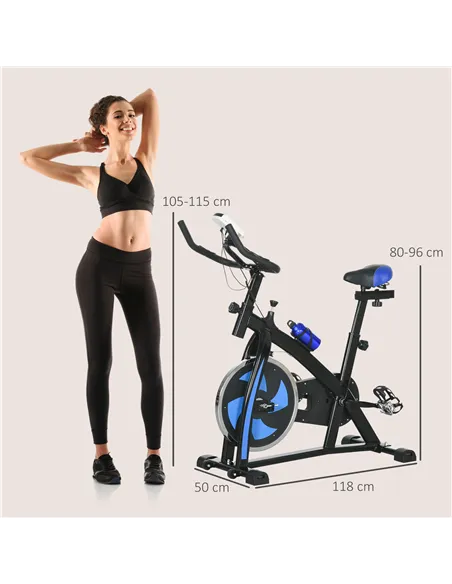 SPORTNOW Exercise Bike, Indoor Stationary Bike, Cycling Machine with Adjustable Seat and Resistance for Home Gym Workout, Blue