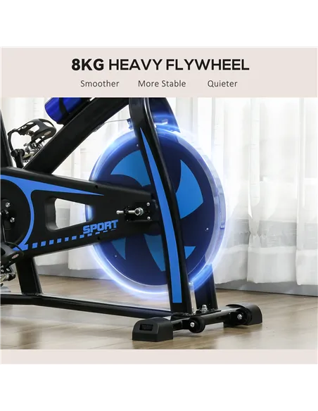 SPORTNOW Exercise Bike, Indoor Stationary Bike, Cycling Machine with Adjustable Seat and Resistance for Home Gym Workout, Blue