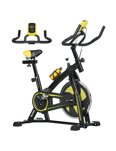 SPORTNOW Exercise Bike, Indoor Stationary Bike, Cycling Machine with Adjustable Seat and Resistance for Home Gym Workout, Yellow