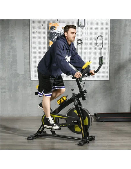 SPORTNOW Exercise Bike, Indoor Stationary Bike, Cycling Machine with Adjustable Seat and Resistance for Home Gym Workout, Yellow