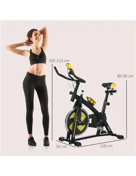 SPORTNOW Exercise Bike, Indoor Stationary Bike, Cycling Machine with Adjustable Seat and Resistance for Home Gym Workout, Yellow