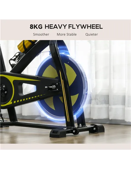 SPORTNOW Exercise Bike, Indoor Stationary Bike, Cycling Machine with Adjustable Seat and Resistance for Home Gym Workout, Yellow