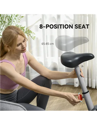 SPORTNOW Quiet Exercise Bike with 8-Level Magnetic Resistance and Heart Rate Sensor, for Home Gym, Grey and black