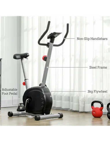 SPORTNOW Quiet Exercise Bike with 8-Level Magnetic Resistance and Heart Rate Sensor, for Home Gym, Grey and black