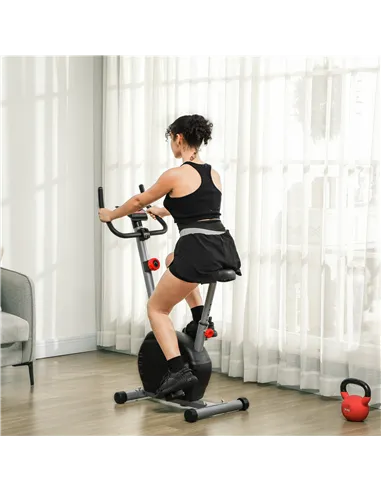 SPORTNOW Quiet Exercise Bike with 8-Level Magnetic Resistance and Heart Rate Sensor, for Home Gym, Grey and black