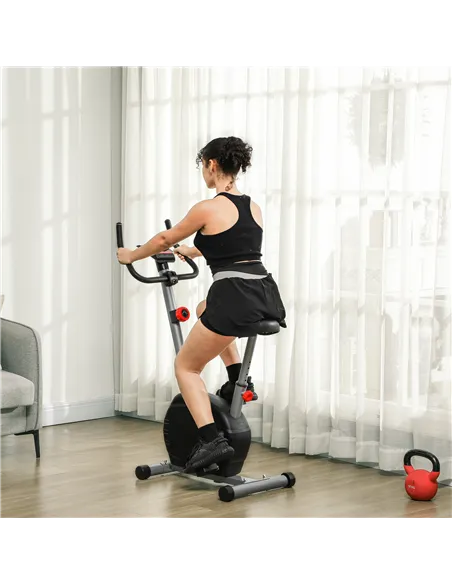 SPORTNOW Quiet Exercise Bike with 8-Level Magnetic Resistance and Heart Rate Sensor, for Home Gym, Grey and black