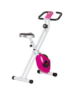 SPORTNOW Folding and Quiet Exercise Bike with 8-Level Magnetic Resistance and Heart Rate Sensor, for Home Gym, Pink and White