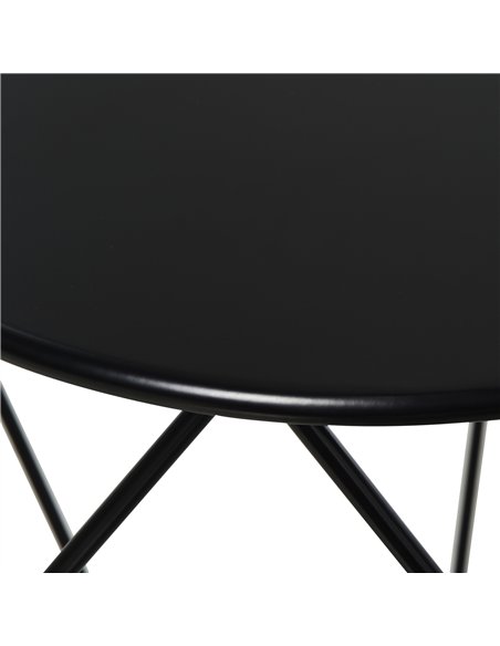 HOMCOM Round Side Table, Minimalist End Table with Steel Frame, Small Coffee Table for Living Room, Bedroom, Black