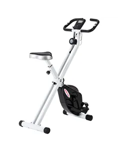 SPORTNOW Folding and Quiet Exercise Bike with 8-Level Magnetic Resistance and Heart Rate Sensor, for Home Gym, Black and White