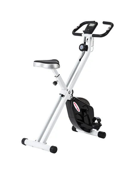 SPORTNOW Folding and Quiet Exercise Bike with 8-Level Magnetic Resistance and Heart Rate Sensor, for Home Gym, Black and White