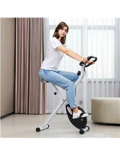 SPORTNOW Folding and Quiet Exercise Bike with 8-Level Magnetic Resistance and Heart Rate Sensor, for Home Gym, Black and White 2