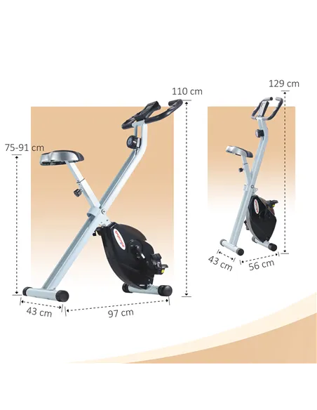SPORTNOW Folding and Quiet Exercise Bike with 8-Level Magnetic Resistance and Heart Rate Sensor, for Home Gym, Black and White