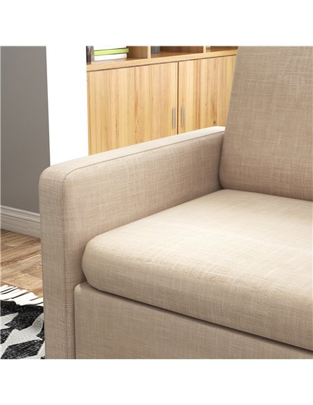 HOMCOM Modern Accent Chair, Comfy Fireside Chair, Upholstered Armchair for Living Room, Bedroom, Home Office, Beige