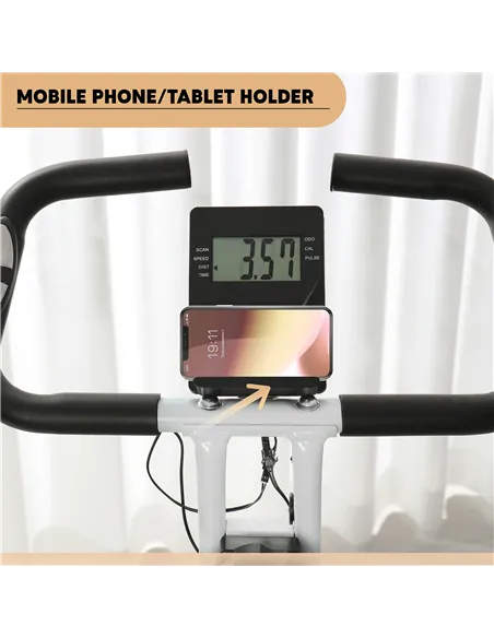 SPORTNOW Folding and Quiet Exercise Bike with 8-Level Magnetic Resistance and Heart Rate Sensor, for Home Gym, Black and White