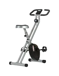SPORTNOW Folding and Quiet Exercise Bike with 8-Level Magnetic Resistance and Heart Rate Sensor, for Home Gym, Black and Grey