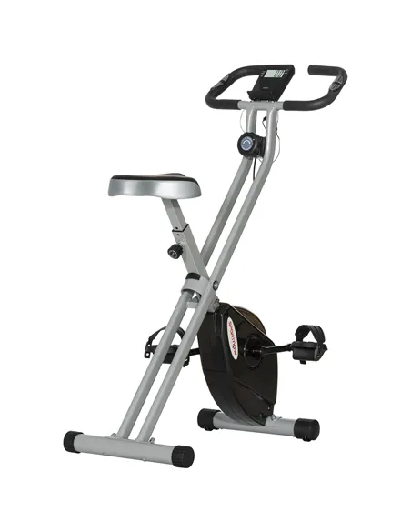 SPORTNOW Folding and Quiet Exercise Bike with 8-Level Magnetic Resistance and Heart Rate Sensor, for Home Gym, Black and Grey