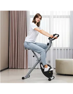 SPORTNOW Folding and Quiet Exercise Bike with 8-Level Magnetic Resistance and Heart Rate Sensor, for Home Gym, Black and Grey 2