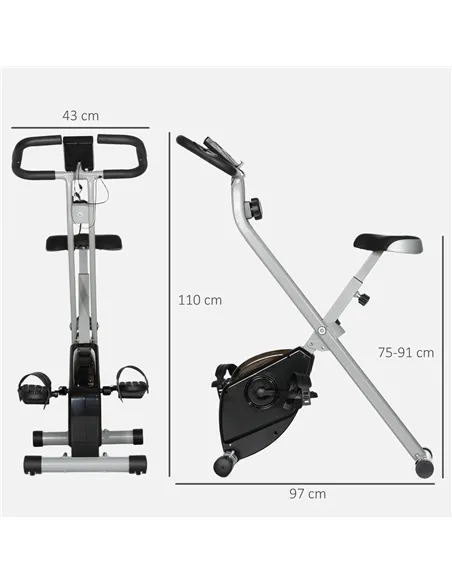 SPORTNOW Folding and Quiet Exercise Bike with 8-Level Magnetic Resistance and Heart Rate Sensor, for Home Gym, Black and Grey