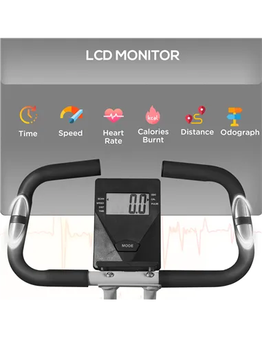 SPORTNOW Folding and Quiet Exercise Bike with 8-Level Magnetic Resistance and Heart Rate Sensor, for Home Gym, Black and Grey