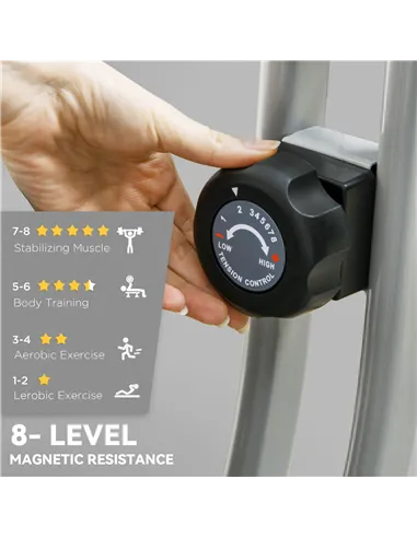 SPORTNOW Folding and Quiet Exercise Bike with 8-Level Magnetic Resistance and Heart Rate Sensor, for Home Gym, Black and Grey