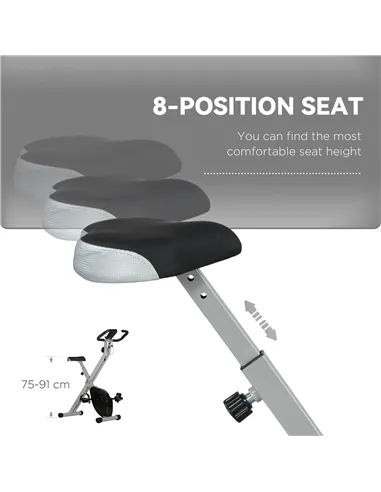 SPORTNOW Folding and Quiet Exercise Bike with 8-Level Magnetic Resistance and Heart Rate Sensor, for Home Gym, Black and Grey