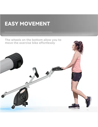 SPORTNOW Folding and Quiet Exercise Bike with 8-Level Magnetic Resistance and Heart Rate Sensor, for Home Gym, Black and Grey
