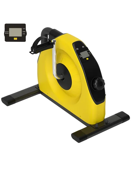SPORTNOW Mini Exercise Bike, Portable Pedal Exerciser with LCD Display for Legs, Arms, Rehabilitation, Therapy, Yellow