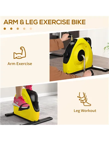SPORTNOW Mini Exercise Bike, Portable Pedal Exerciser with LCD Display for Legs, Arms, Rehabilitation, Therapy, Yellow
