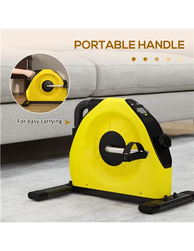 SPORTNOW Mini Exercise Bike, Portable Pedal Exerciser with LCD Display for Legs, Arms, Rehabilitation, Therapy, Yellow