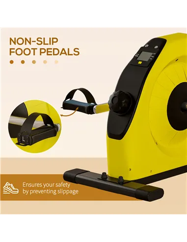 SPORTNOW Mini Exercise Bike, Portable Pedal Exerciser with LCD Display for Legs, Arms, Rehabilitation, Therapy, Yellow