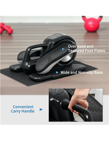 SPORTNOW Under Desk Elliptical Machine, Sit Down Pedal Exerciser with Forward and Reverse Motion, 12 Programs, LCD Monitor, Comp