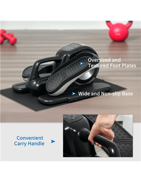 SPORTNOW Under Desk Elliptical Machine, Sit Down Pedal Exerciser with Forward and Reverse Motion, 12 Programs, LCD Monitor, Comp