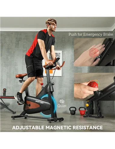 SPORTNOW Quiet Stationary Exercise Bike with Adjustable Resistance, Seat, Black