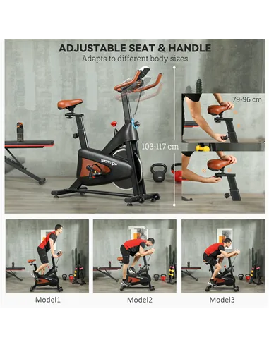 SPORTNOW Quiet Stationary Exercise Bike with Adjustable Resistance, Seat, Black