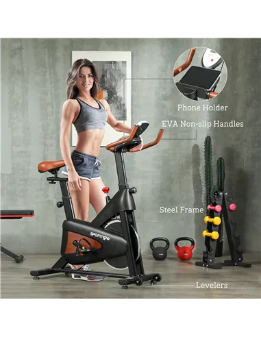 SPORTNOW Quiet Stationary Exercise Bike with Adjustable Resistance, Seat, Black