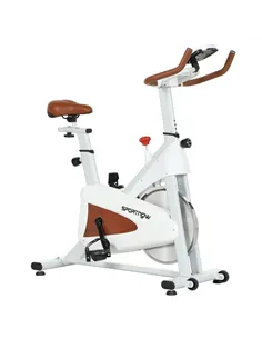SPORTNOW Quiet Stationary Exercise Bike with Adjustable Resistance, Seat, White