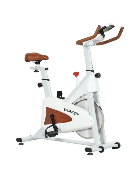 SPORTNOW Quiet Stationary Exercise Bike with Adjustable Resistance, Seat, White
