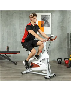 SPORTNOW Quiet Stationary Exercise Bike with Adjustable Resistance, Seat, White 2
