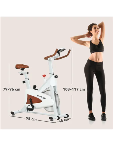 SPORTNOW Quiet Stationary Exercise Bike with Adjustable Resistance, Seat, White