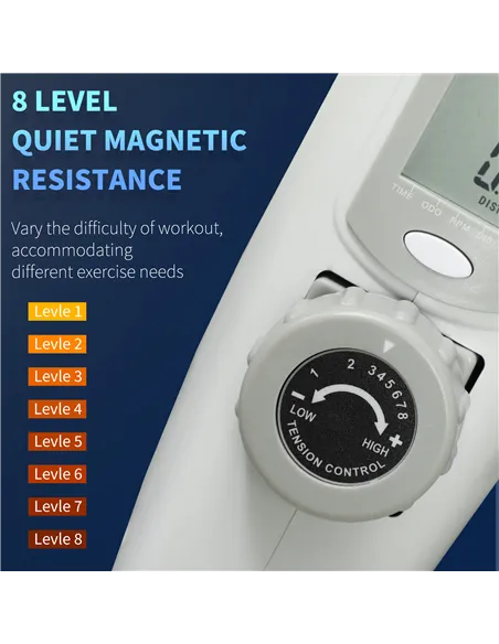 SPORTNOW Pedal Exerciser with Eight Level Magnetic Resistance, with Eight-Level Magnetic Resistance, White
