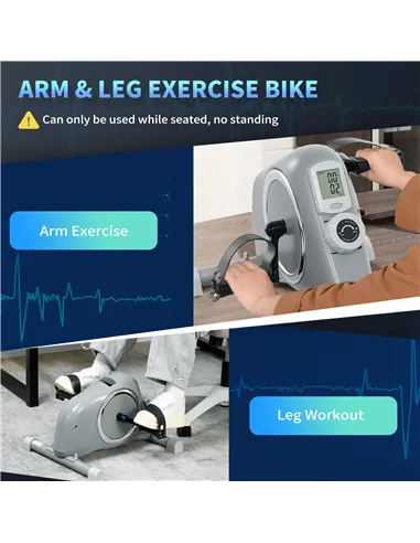 SPORTNOW Pedal Exerciser with Eight Level Magnetic Resistance, with Eight-Level Magnetic Resistance, Grey