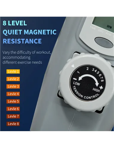 SPORTNOW Pedal Exerciser with Eight Level Magnetic Resistance, with Eight-Level Magnetic Resistance, Grey