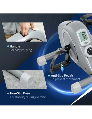 SPORTNOW Pedal Exerciser with Eight Level Magnetic Resistance, with Eight-Level Magnetic Resistance, Grey