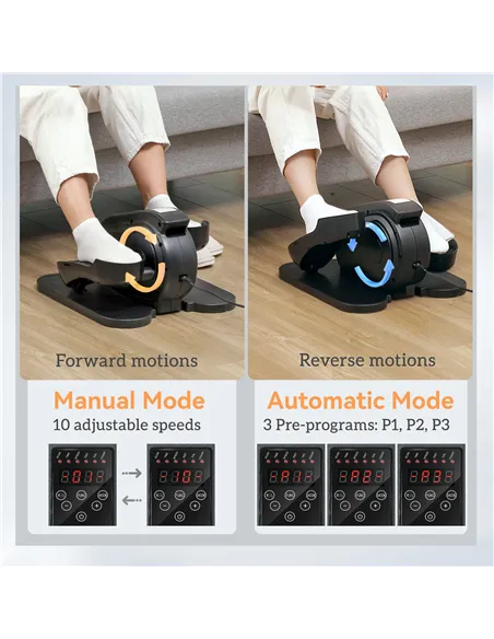 SPORTNOW Under Desk Elliptical Machine, Seated Pedal Exerciser, Mini Elliptical Trainer with LCD Monitor, Remote Control and 10 