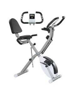 SPORTNOW Five-in-one Foldable Exercise Bike, Stationary Bike with Arm Workout Bands, LDC Monitor, Phone Holder, White