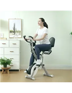 SPORTNOW Five-in-one Foldable Exercise Bike, Stationary Bike with Arm Workout Bands, LDC Monitor, Phone Holder, White 2
