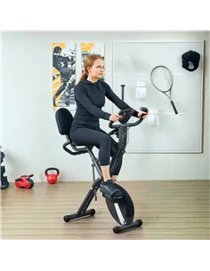 SPORTNOW Five-in-one Foldable Exercise Bike, Stationary Bike with Arm Workout Bands, LDC Monitor, Phone Holder, Black 2